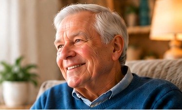 Older adult enjoying conversation